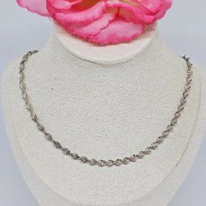 925 Sterling Silver - Vintage Signed SA Twist Chain Necklace 18" Italy